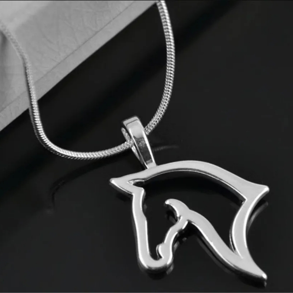 Silver Plated Charm Silver Horse Pendant Necklace - Picture 4 of 6